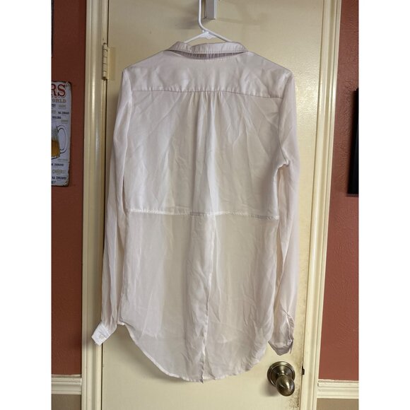 Free People Womens White Sheer Button-Down Blouse S - Picture 8 of 9